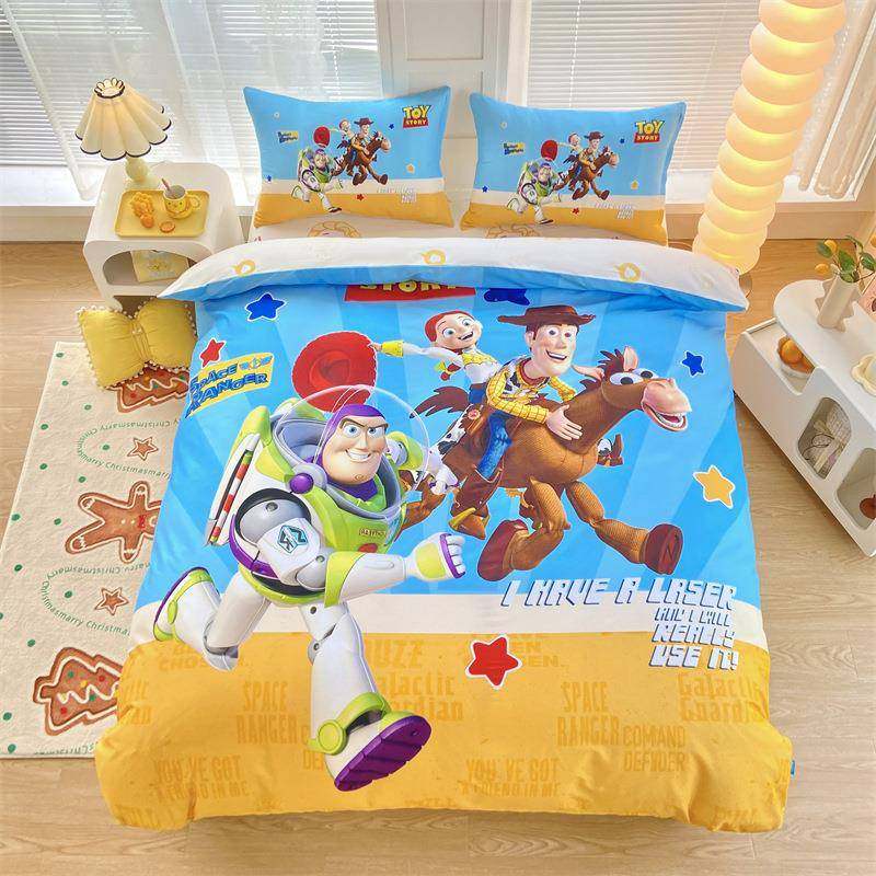 玩年具总动员全棉件套斯UEB光纯棉床巴上用四品卡通床单学生三件