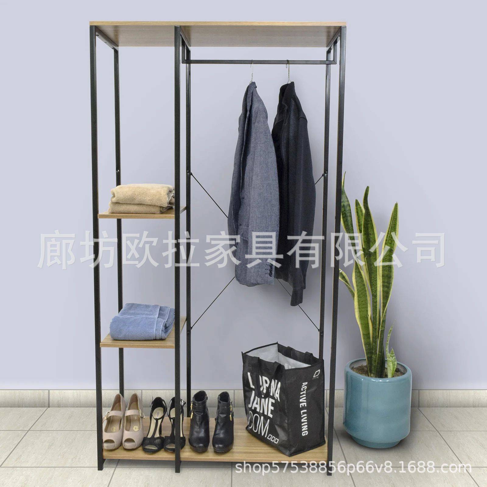 简易衣柜卧室出租房家用铁艺防尘简约钢木组合钢管加粗加厚