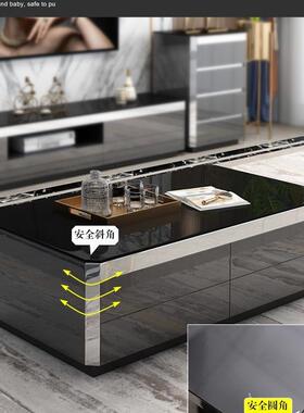 KEH奢现代镜面茶几客电视柜端组合简约高玻璃厅轻奢华设计师创意