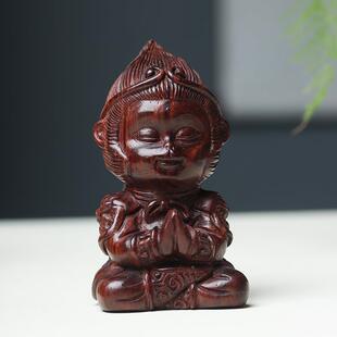 紫齐天大圣孙悟摆件木艺铭仙苑雕手文玩檀把件空送礼