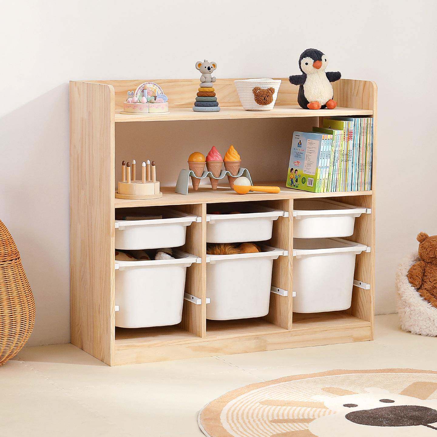 童儿童玩具收纳架大容量多功置物架蒙氏玩儿房布置书能架实BMW木