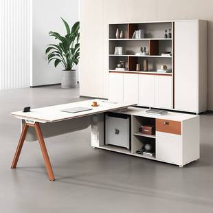 办公桌经理桌主管桌单人办公桌椅组合双色拼接办公桌密码锁侧柜