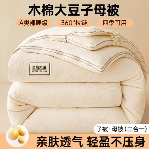 A秋类大豆纤维母被二一拉四季通用合加厚保暖冬被芯四LISHENG2子