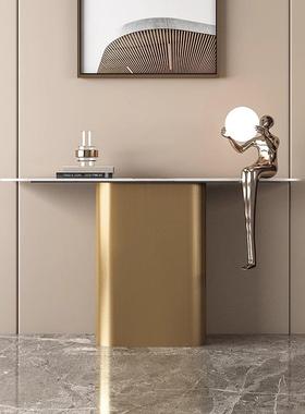 现代约靠墙简窄桌轻奢对岩板柜正门入户玄关意75217式玄关台半圆