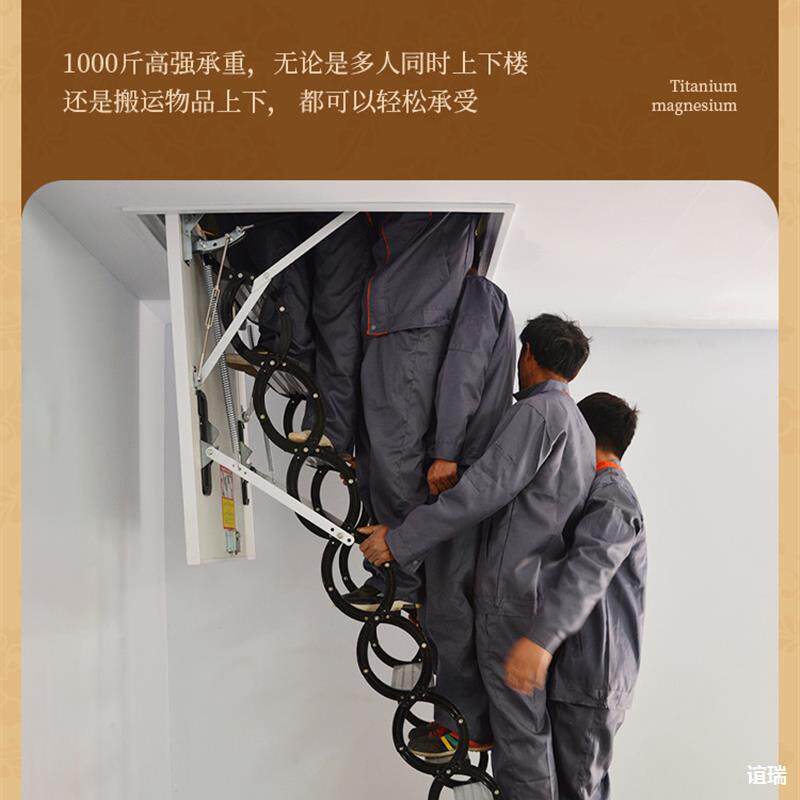 阁楼伸楼梯家式用室内电动复别墅升降收缩缩隐折VIH叠伸形拉66厂