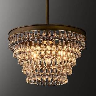 厂家美式 公寓客厅公 复工风水晶吊灯oft业PUF挑高l古跃层复式