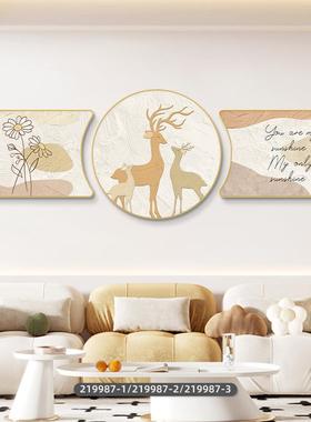 现代奢客厅装饰画福禄金气大三联画沙IBD发后山面墙壁挂轻画高档