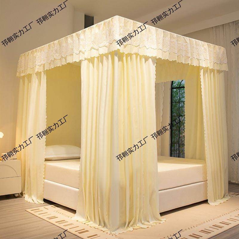 公主开风幔纱家用卧室挡床风封闭式遮光加10026278厚三床帘门蚊帐