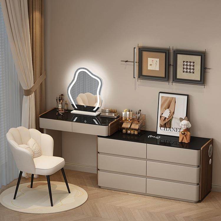 实木妆烤漆柜梳妆台奶油风斗代卧室简约现DZG2025新款化妆台一体