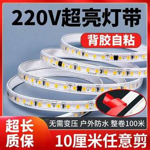 d220v带自粘le灯装 条客厅高压灯带连接头DLX明免开槽氛围灯条灯免