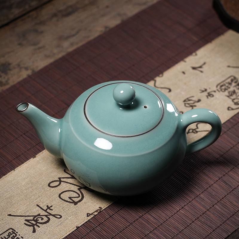 青瓷茶壶单壶大号龙泉手工陶瓷大容量泡茶壶功夫茶具中式复古家用