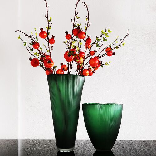 大师手作琉璃艺术花瓶磨刻花器餐桌客厅玄关摆件样板房电视柜摆设