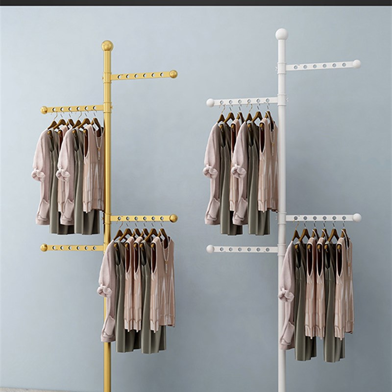 顶天立地晾衣架家用卧室阳台置地式晾晒挂衣架防风折叠移动免打孔