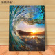 数字油画diy解闷上色客厅风景手工绘装 饰减压填充油彩画海浪日出