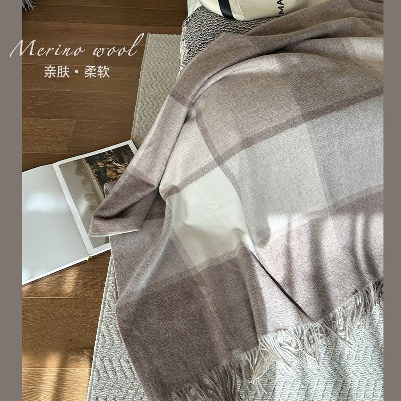 倍享暖意丨格纹流苏羊毛毯加大加厚毯子办公室空调房通用盖毯披肩