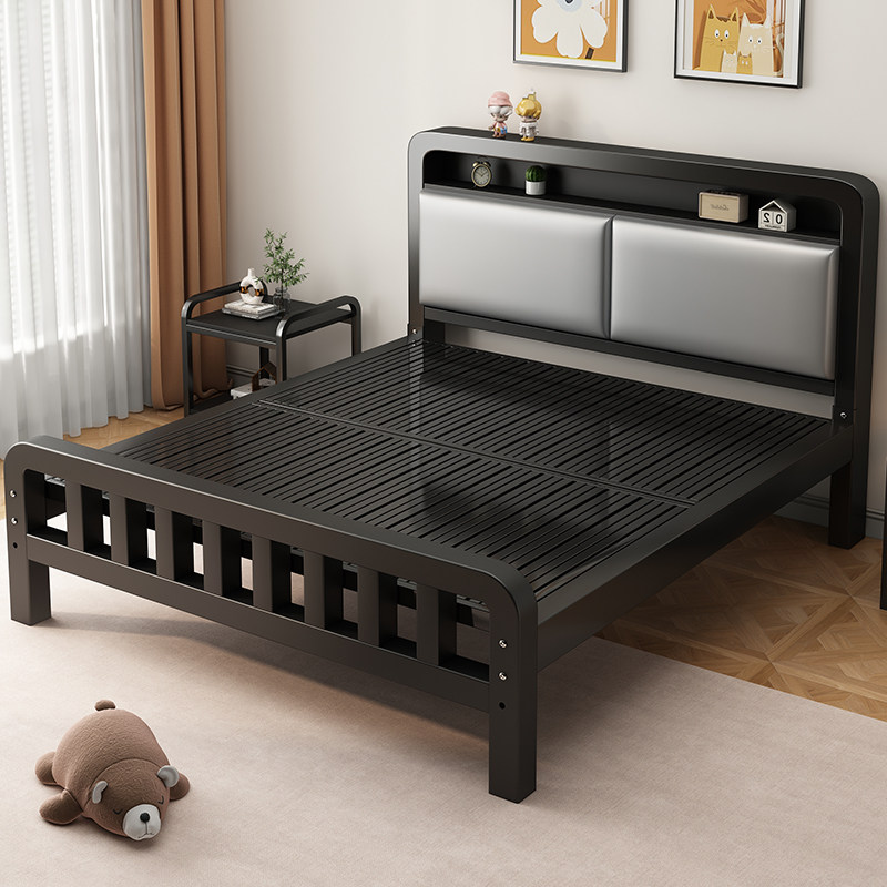 铁艺床现代简约1.8米双人铁床1.5单人床加固加厚简易经济型铁架床