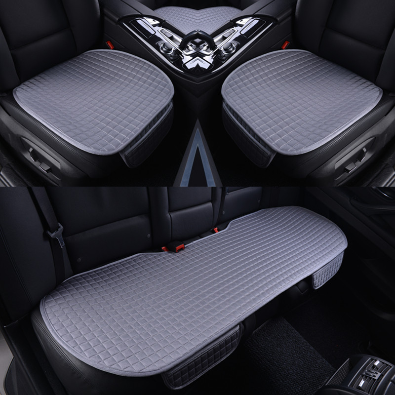 汽车坐垫新款无靠背防滑免绑冰丝亚麻单片三件套四季通用夏季座垫