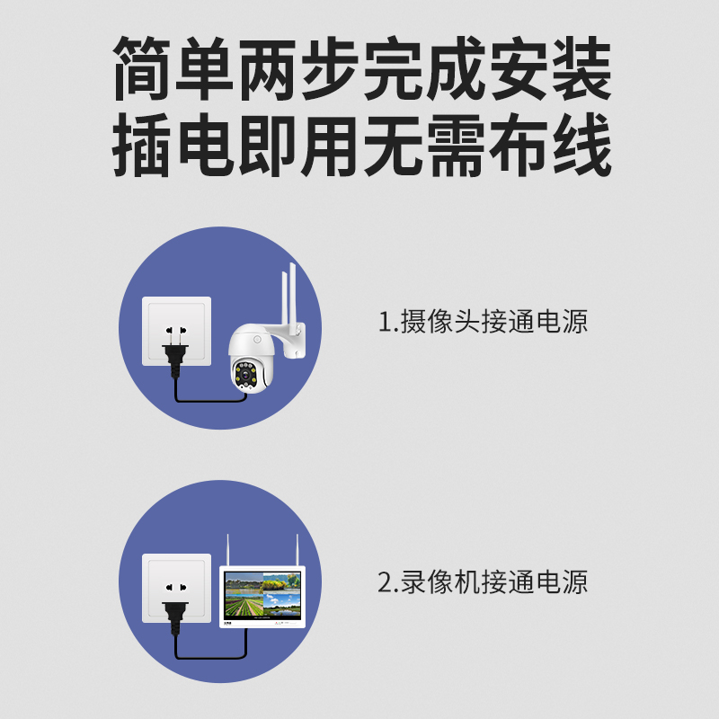 无线监控设备装系统超市一体机 30度全景摄像头家用免布线