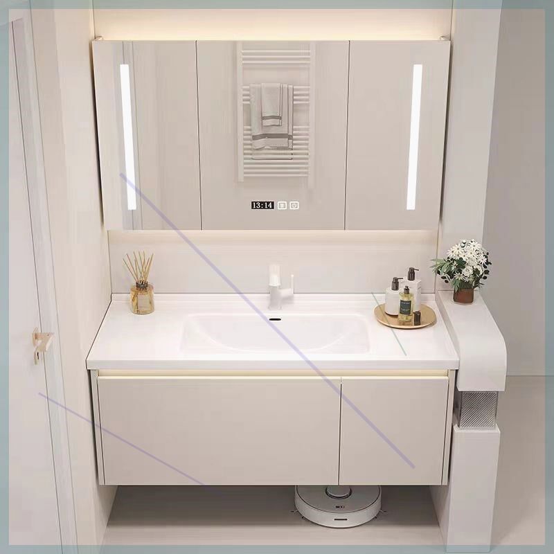 奶油风浴室柜65/75公分85/95cm/陶瓷一体盆105/115洗手脸盆柜组合