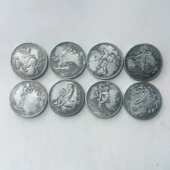 古代钱币摆 银元 古币古铜钱银币大洋龙洋八仙图案一套8枚银圆 件