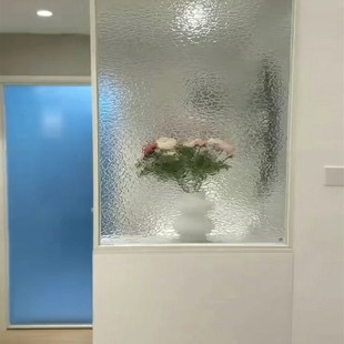钢化超白银波石头纹半墙隔断屏风客厅入户玄关洗手池艺术玻璃定制