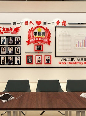 荣誉展示墙业绩榜员工风采企业文化墙贴公司布置办公室装饰公告栏