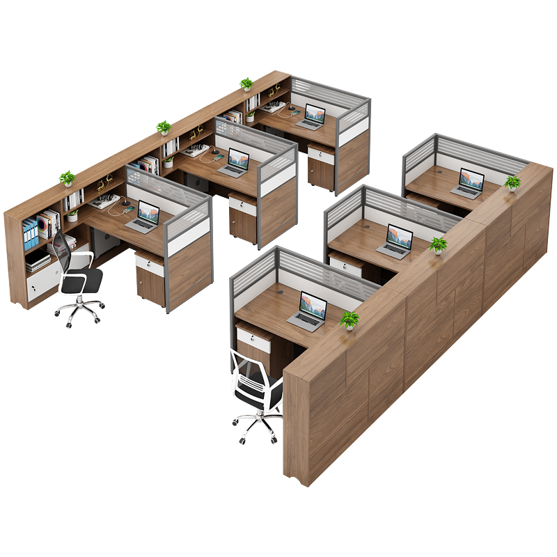 财务办公桌椅员工屏l型f人位办公桌子办公室现代隔断办工桌