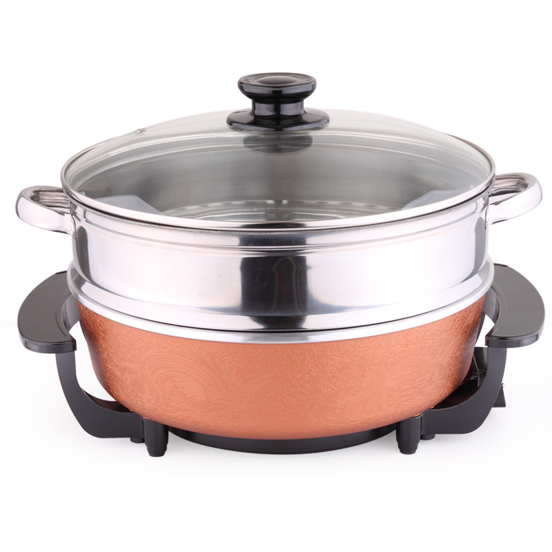 昊厨韩式多功能电炒锅电火锅电热锅加厚蒸笼不粘锅家用大容量电锅