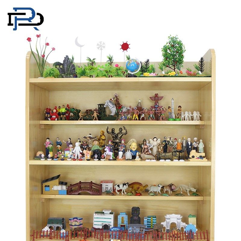 容大天成心理沙具陈列柜实木九层团体全开放式咨询室沙盘松木展架