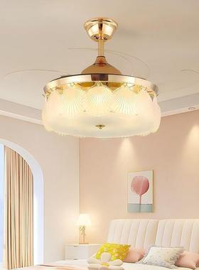 餐厅晶风扇卧室RDV吊扇水大款气法式隐轻奢客厅新奶油简约形吊灯