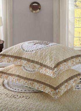 床三件套手棉工IPJ拼布刺绣绗缝被欧美纯KIN上G码水床洗盖