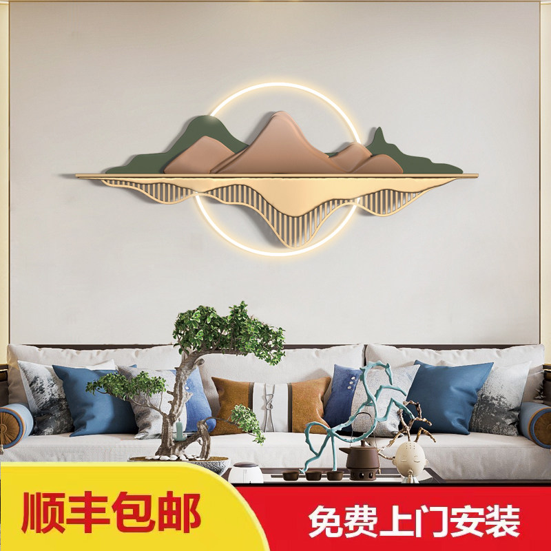 玄关遮阳墙上装饰品餐厅背景墙客厅墙面带灯挂件卧室金属铁艺壁挂