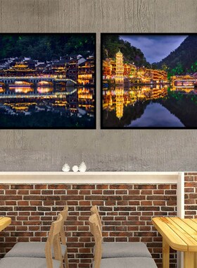 湘菜馆装饰画湖南餐馆农家乐餐厅餐饮挂画火锅店饭店城市风景壁画