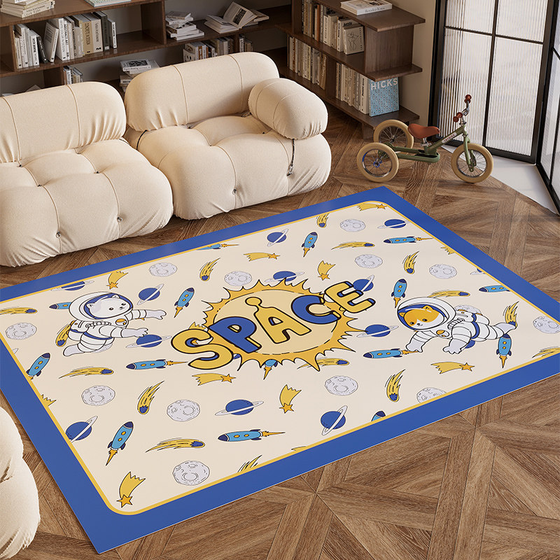 可爱卡通儿童房地毯客厅卧室免洗防水防摔地垫可擦洗房间皮革垫子