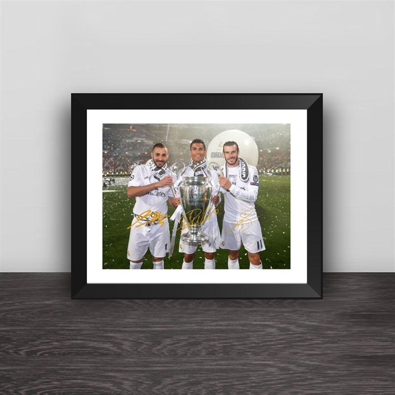 皇马BBC组合C罗贝尔本泽马实木装饰相框照片墙桌挂框摆件家居壁画