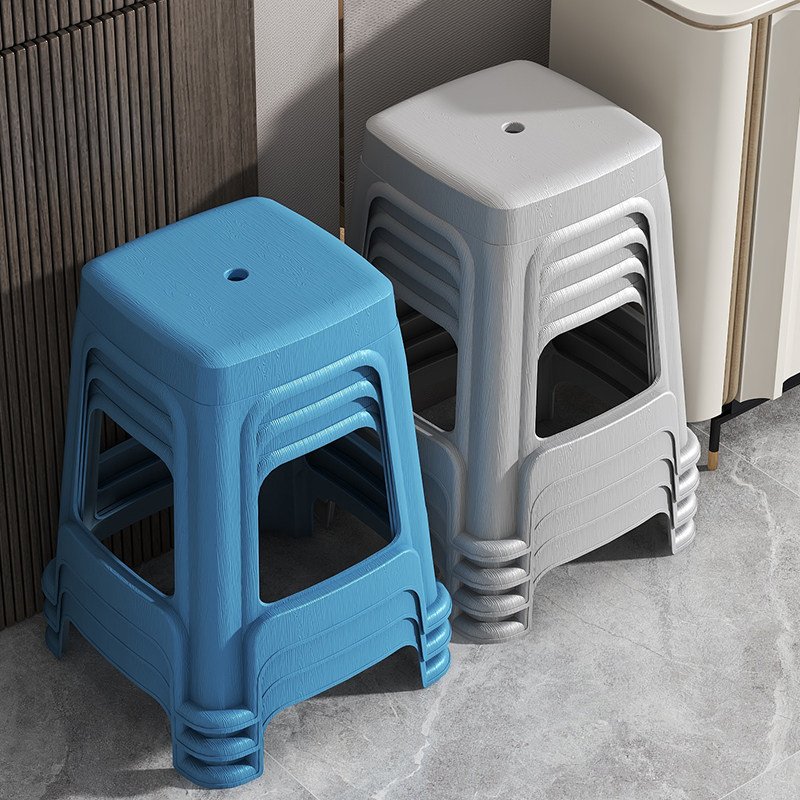 加厚塑料凳子吃饭方凳家用熟胶塑胶高凳板凳特厚大人结实客厅红色