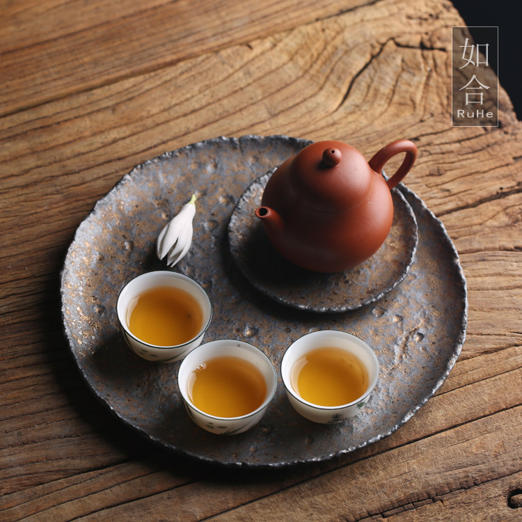 复古铁锈个性圆盘托盘杯垫杯托壶垫壶托干泡茶盘茶海茶台陶瓷