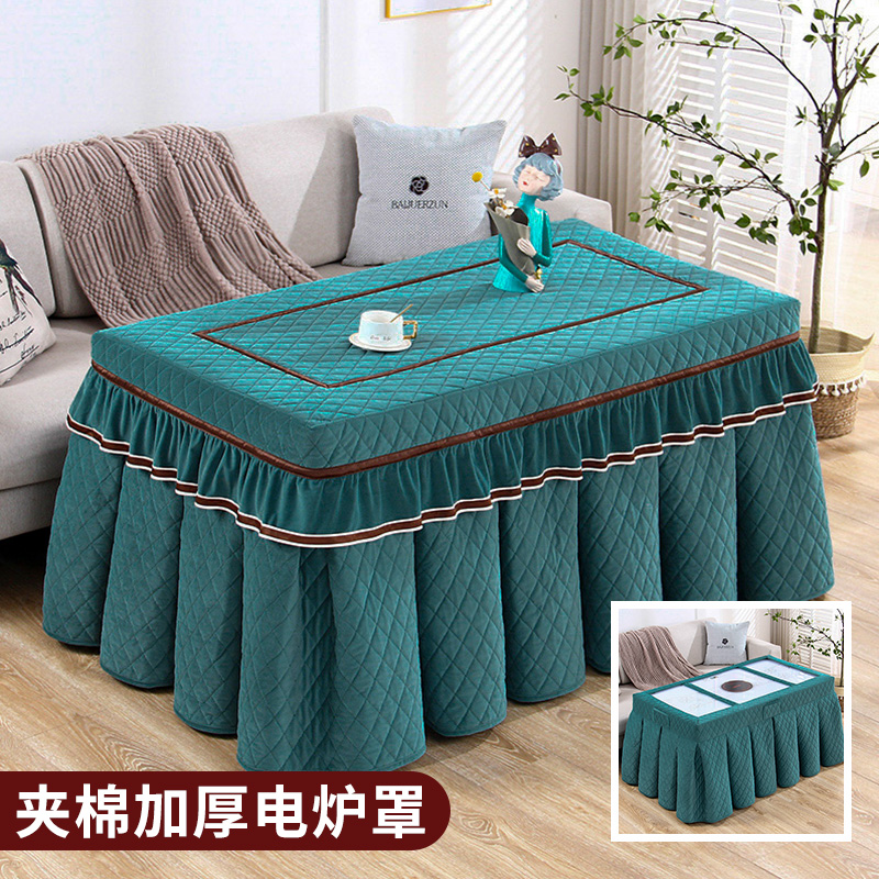 加厚电炉罩长方形烤火炉罩两件式防水桌布冬季烤火桌子罩套2023年