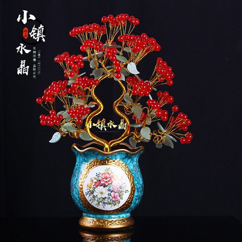 新房公司店铺开业水晶树礼品玉髓招财摇钱财宝树家居客厅玄关摆件