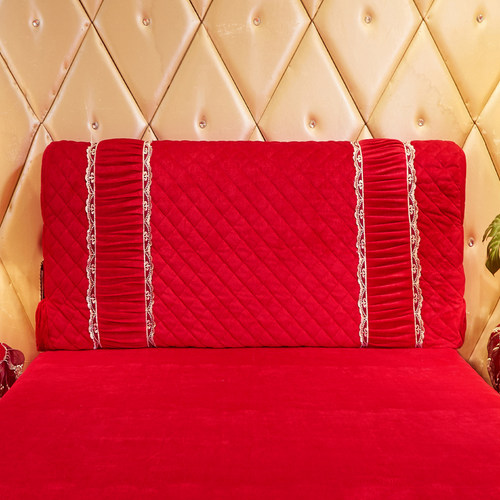 全包床头罩绒布床背套罩欧式不规则皮床头靠背罩加棉床头套水晶绒