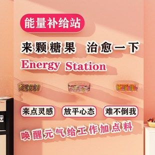 糖果办公室墙面装 饰企业文化公司茶水间休息背景布置纸能量补给站