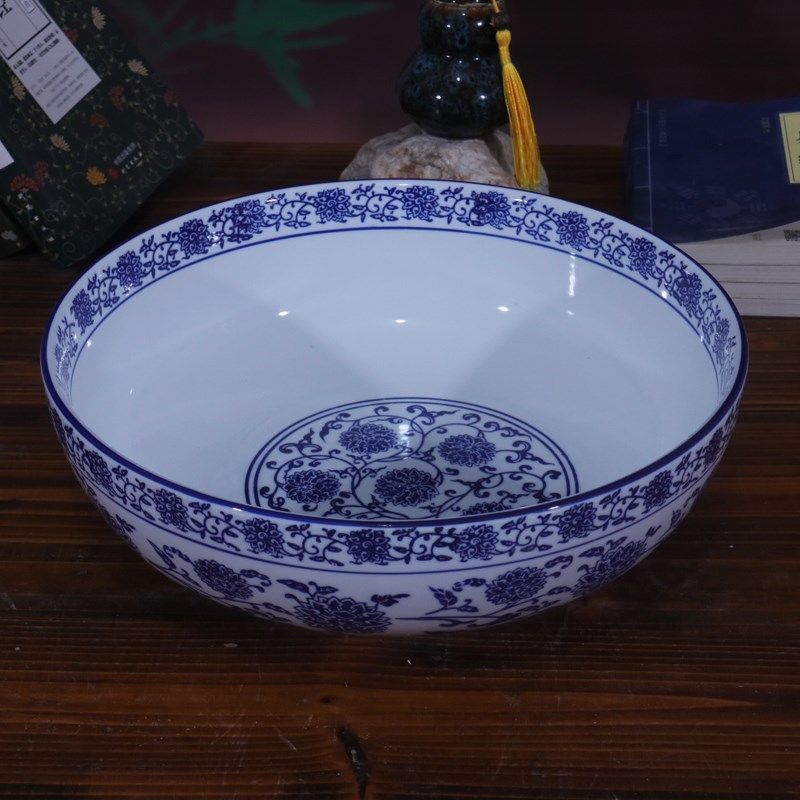 陶瓷超大碗商用青花瓷酸菜鱼冒菜碗家用水煮鱼加大碗和面揉面盆子