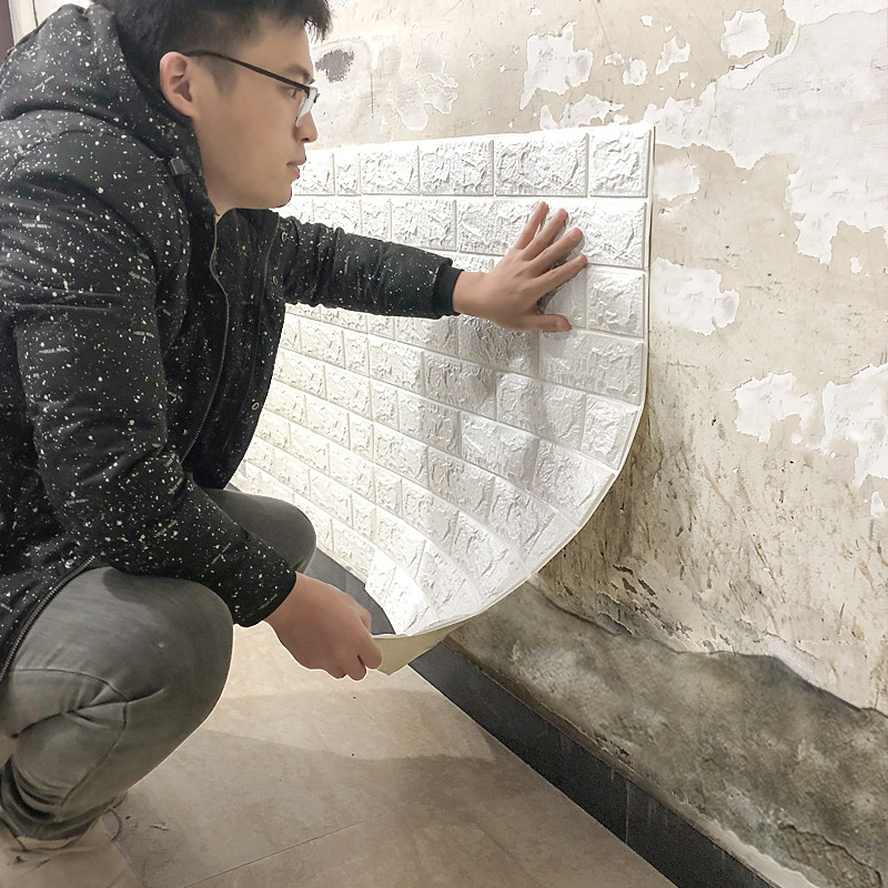 3d立体墙贴纸软包水泥墙自粘泡沫墙砖壁纸毛坯房装饰墙面防水防潮