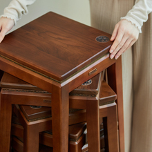 绿朵实木黑胡桃木家用方凳客厅餐凳板凳可叠放木登子高独凳餐凳子