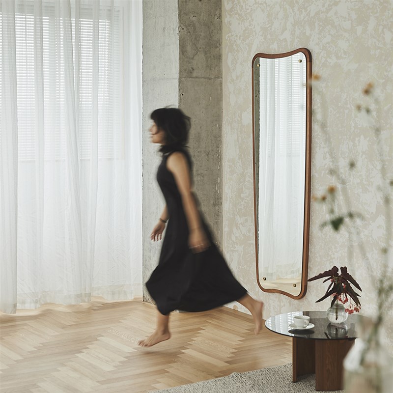 度仓影壁挂贴墙落地镜移动穿衣全身镜家用樱桃实木试衣高清大镜子