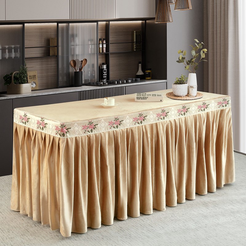立绒商务活动办公酒店会议桌布台布会展台花边桌裙桌桌罩定制