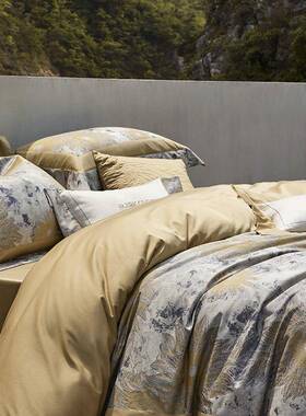 双股8单0支匹档马棉XJD色织提花高件套全四棉床纯棉贡缎被套四季