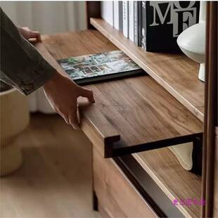 北美黑胡桃木书柜全实木客厅整墙组合书架日式落地收纳玻璃展示柜