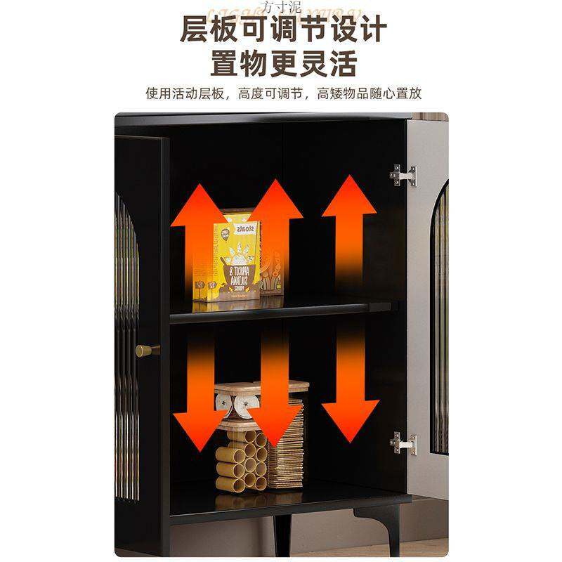 储物柜黑色复古风吧台岩板柜餐边柜多功能靠墙收纳茶水柜客厅包邮