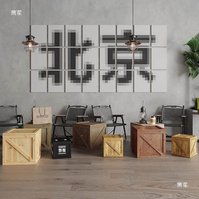 复古做装旧箱方形收箱木摄纳影道tlznj#u+具饰室内户外展示摆件储
